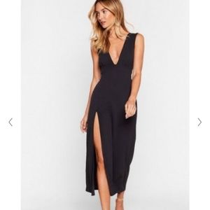 Nasty Gal Deep On Dancing Black Midi Dress